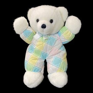 Dakin Cuddles Plush Teddy Bear 15" White‎ Pastels Vintage Stuffed Animal